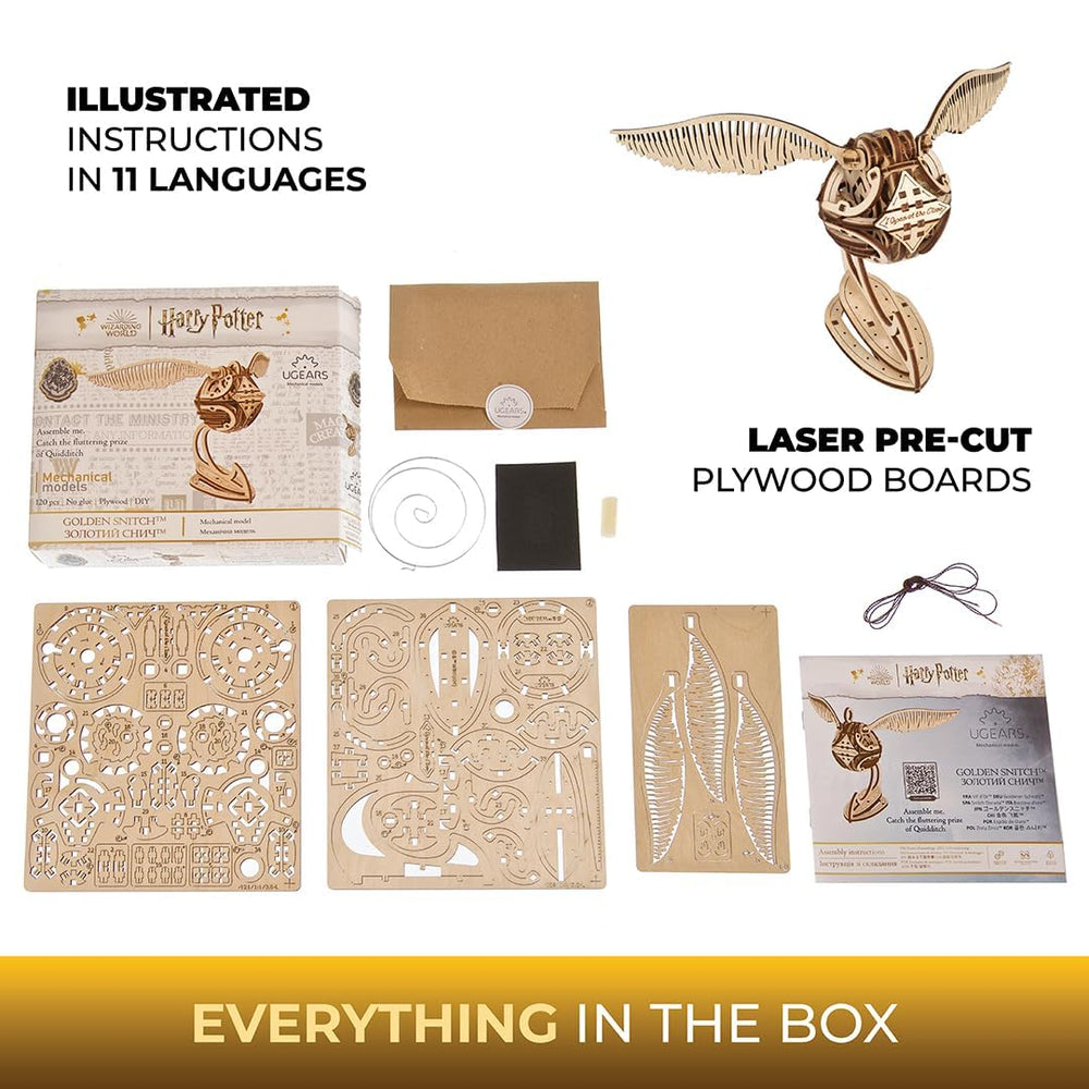 UGEARS Golden Snitch gift-ready packaging makes it a thoughtful present.
