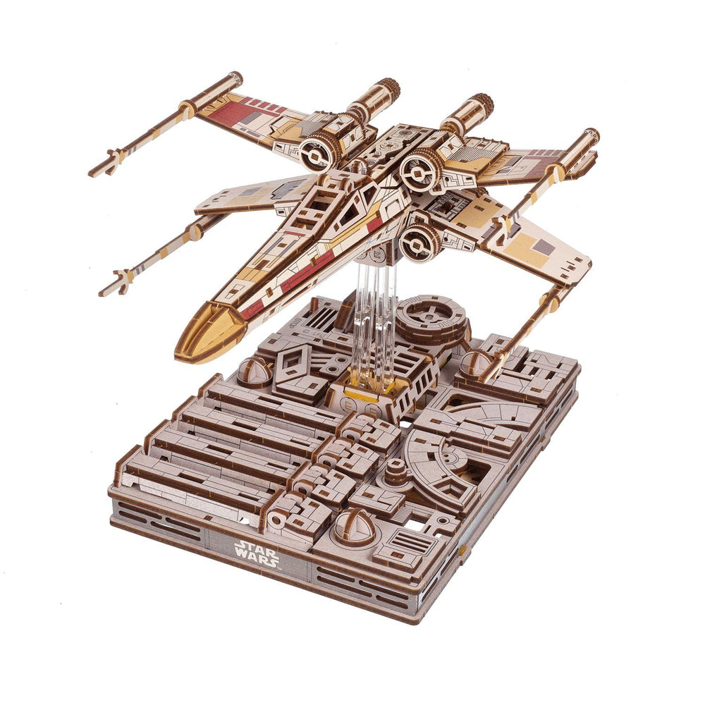 UGEARS Luke Skywalker X-Wing cockpit close-up showing detailed cockpit and display-ready craftsmanship