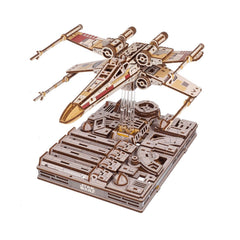 UGEARS Luke Skywalker X-Wing cockpit close-up showing detailed cockpit and display-ready craftsmanship