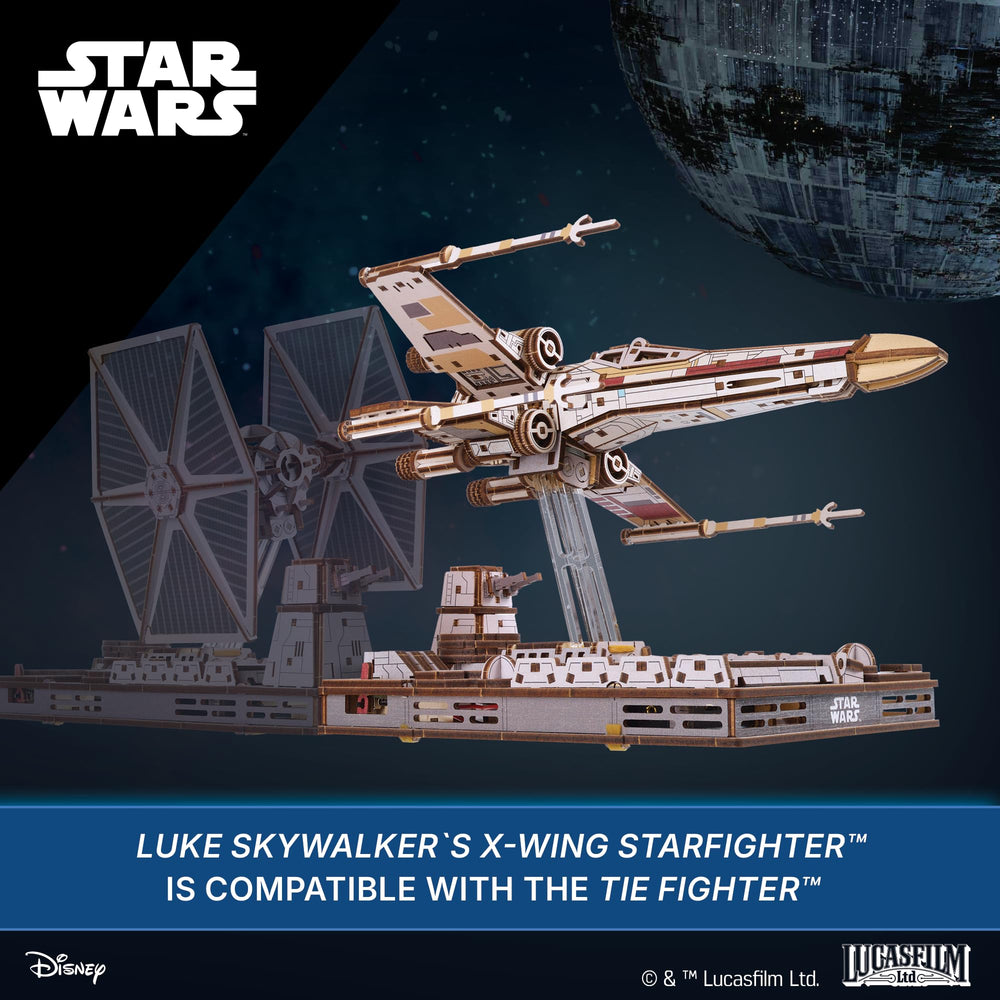 UGEARS Luke Skywalker X-Wing collection display piece for shelves and desks