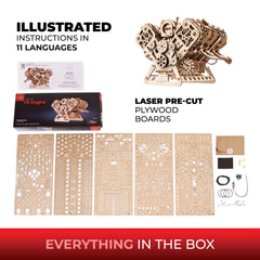UGEARS V8 Engine Model Kit manual knob operation demonstration