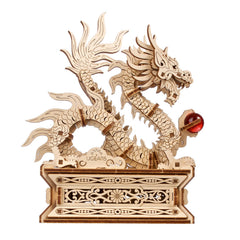 UGEARS Wood Dragon Puzzle assembly detail with visible joints and pearl