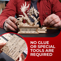 UGEARS Wooden dragon puzzle gears visible, ideal for hobbyists