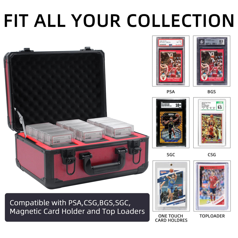 UHZBTEC box opened to reveal foam slots for graded cards