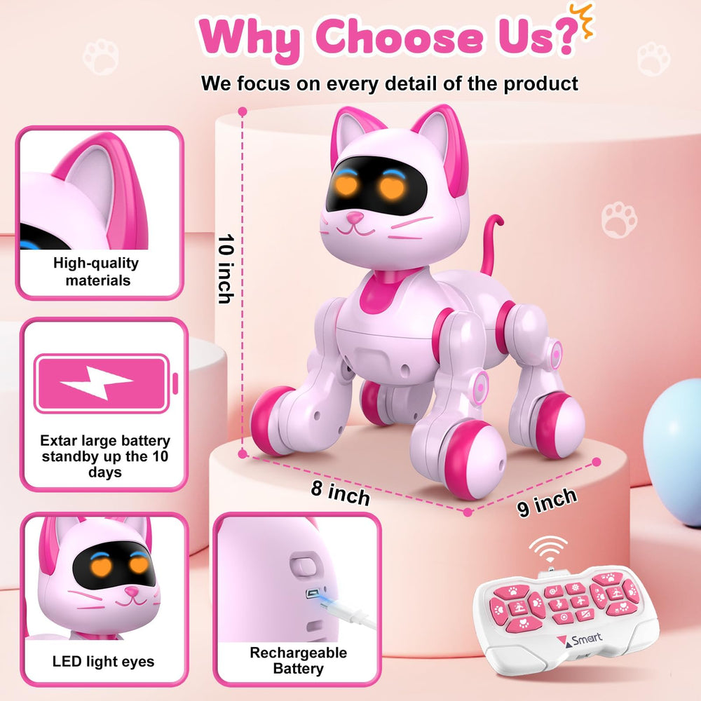 Uiopy Robot Cat pink design adds cute appeal during kid playtime.