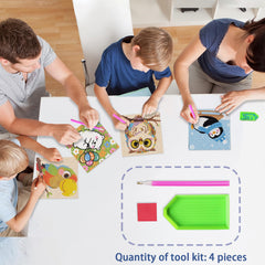 UiSdfuy Diamond Art Kit contents with wax, trays, and pens support shared crafting sessions.