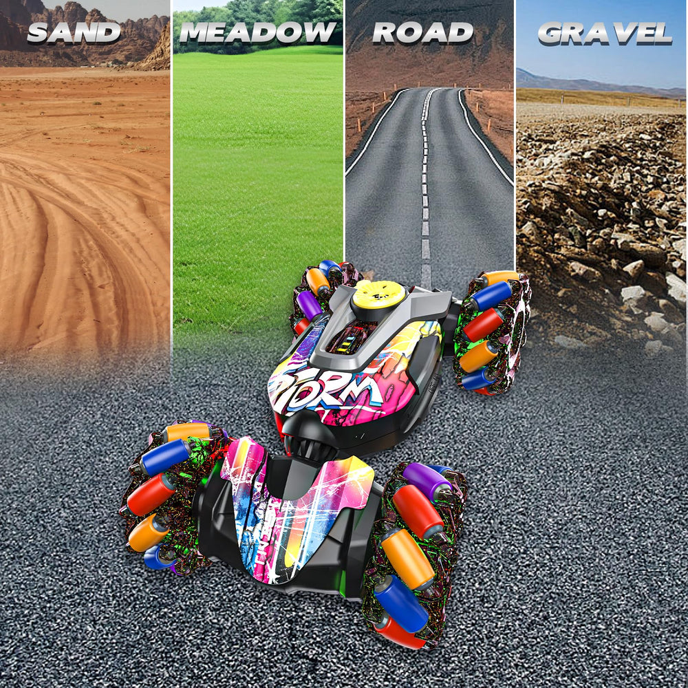 UJROQI RC stunt car battery compartments enabling longer play sessions
