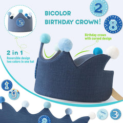 Ulibanner birthday crown boy reversible pattern for versatile looks