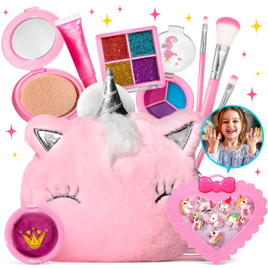 ULOVEME unicorn pink real makeup kit for kids fostering imaginative play