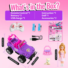 ULOVEME RC Car purple off-road tires grip sand, grass, and rough surfaces.