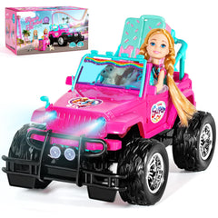 ULOVEME RC Cars pink front seat fits two 5.5-inch dolls for shared play