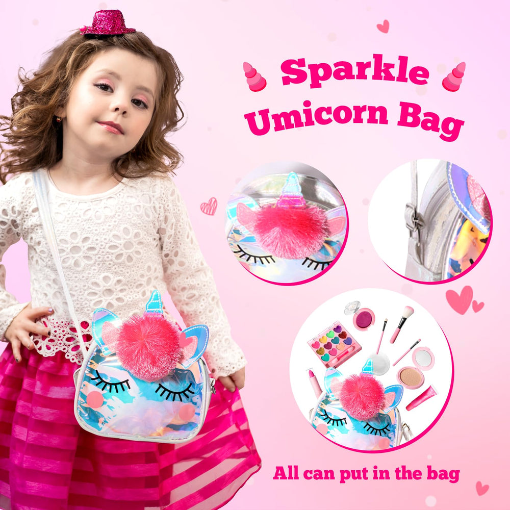 ULOVEME Umicorn makeup tools set image emphasizes kid-safe tools for imaginative styling
