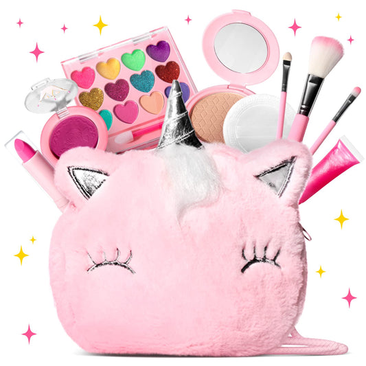 ULOVEME unicorn makeup kit pink purse for imaginative play