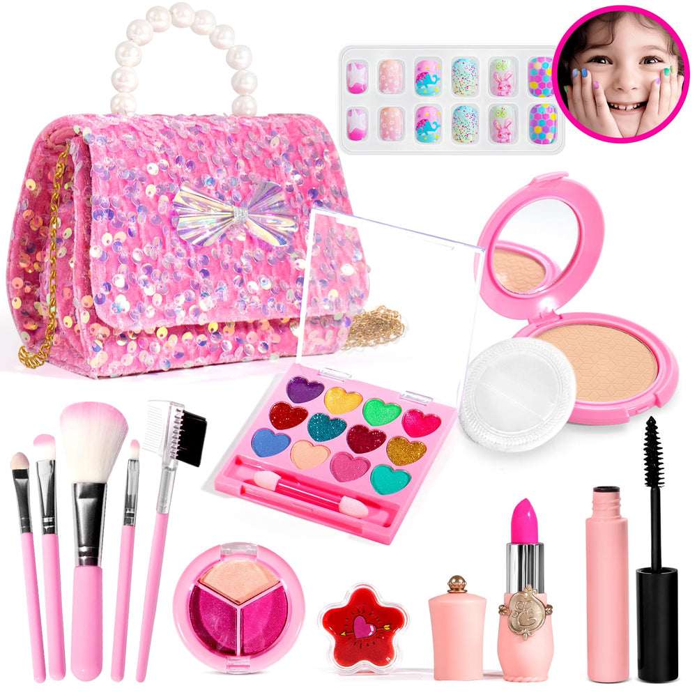 ULOVEME unicorn makeup kit purse: portable play-set for imaginative pretend beauty