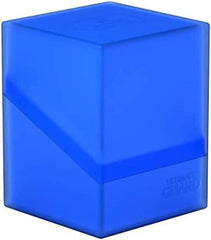 Ultimate Guard Boulder 100+ Classic Sapphire front view shows durable storage for double-sleeved cards.