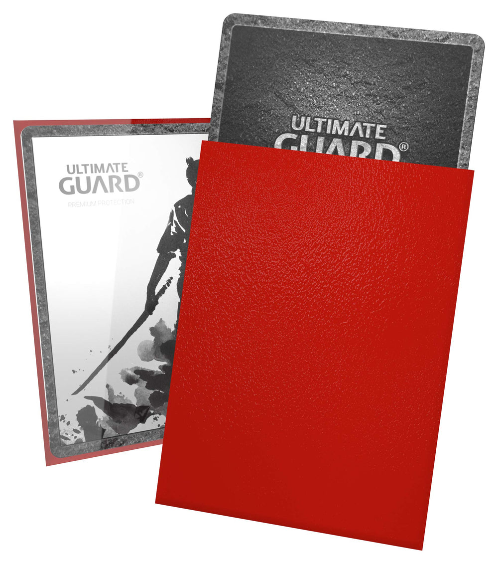 Ultimate Guard Katana sleeves with red back offer high clarity for flawless shuffle