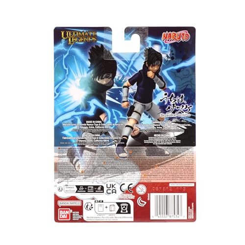 Ultimate Legends Sasuke Young 5inch figure display-ready stand enables stable setups.