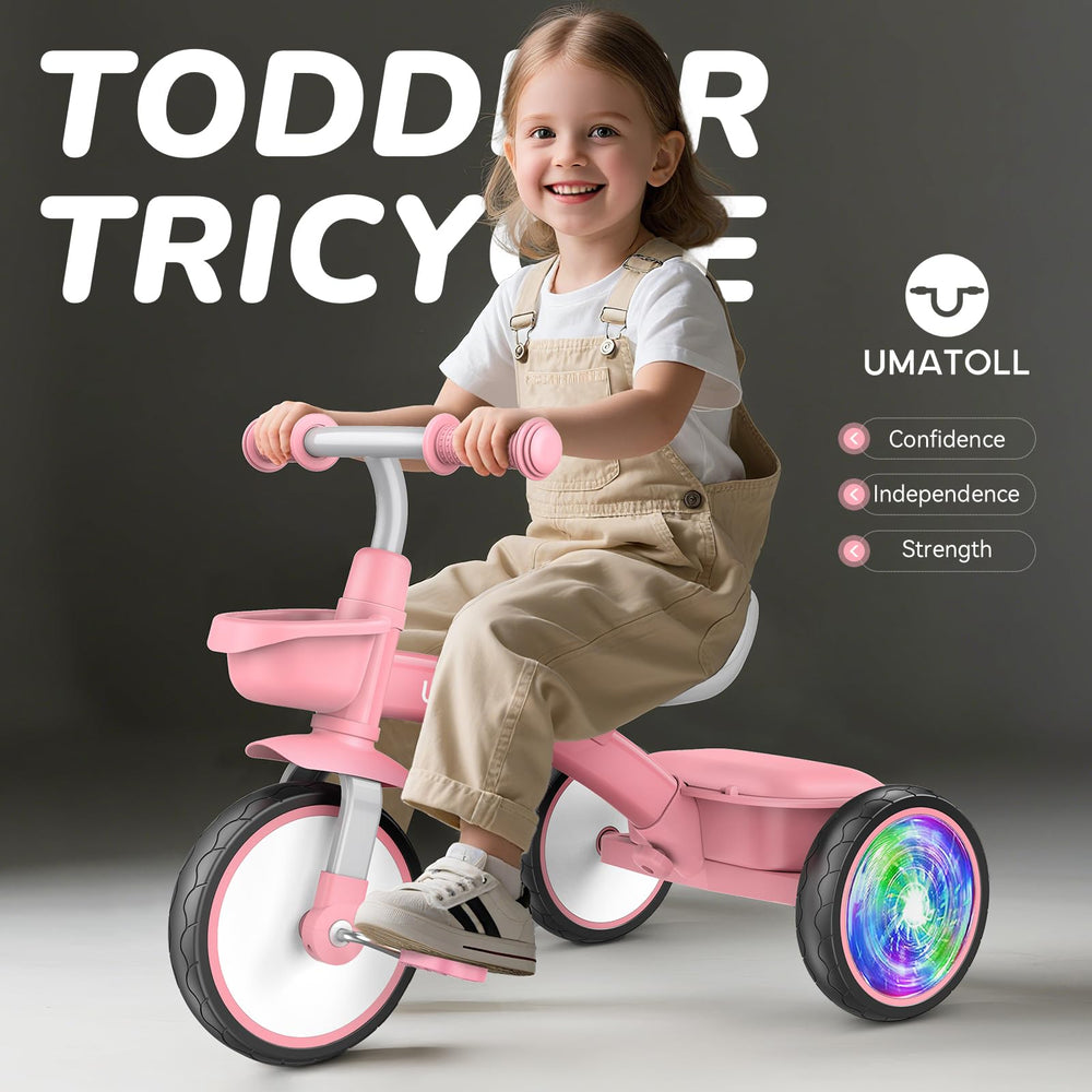 Umatoll Toddler Tricycle adjustable-seat supports growing comfort.