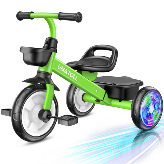 Umatoll tricycle front view shows sturdy frame for safe toddler rides.