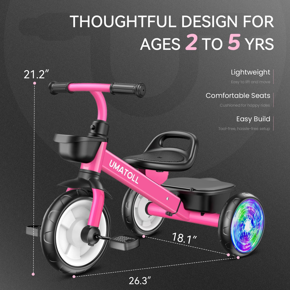 Umatoll tricycle rose kid riding a cheerful learning moment.