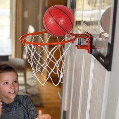 Umnodobn mini hoop backboard-and-net supports supervised shooting practice.
