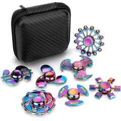 Umnodobn rainbow fidget spinner in red, smooth metal for focus and stress relief.