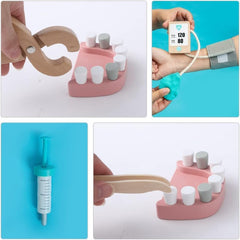 UMU Wooden Doctor Kit movable syringe for safe, interactive medical role play.