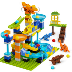 Unasas Marble Run dinosaurs on tracks for hands-on STEM play at home