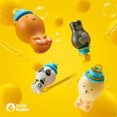 Uncle Bubble Fun Anti-Spill Pals full kit on table showing bright colors