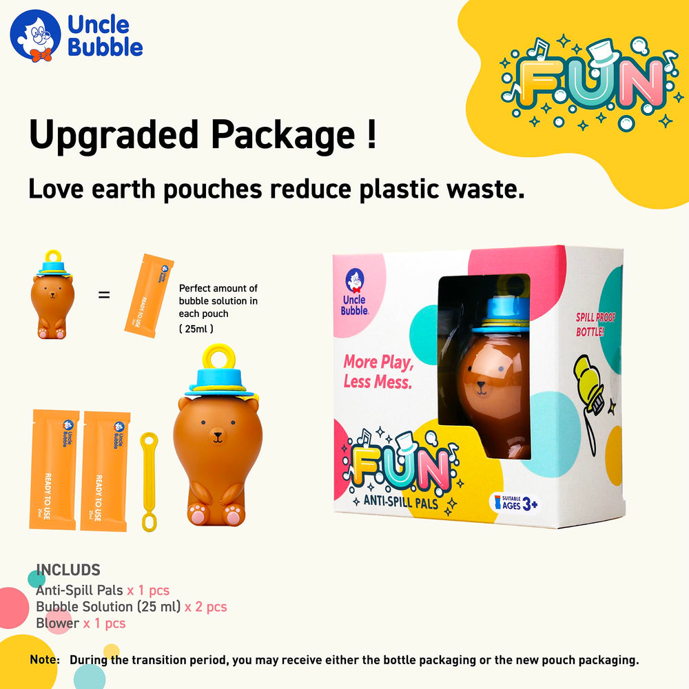 Uncle Bubble Fun Anti-Spill Pals wands set with varied shapes for creative bubbles