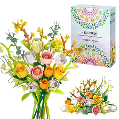 Under the Baubles pink roses bouquet building set assembly in a decorative space, durable display