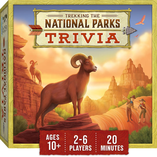 Underdog Games Trekking National Parks Trivia box showing compact packaging and quick setup