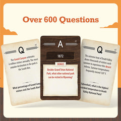 Underdog Games Trekking National Parks Trivia question cards with text prompts