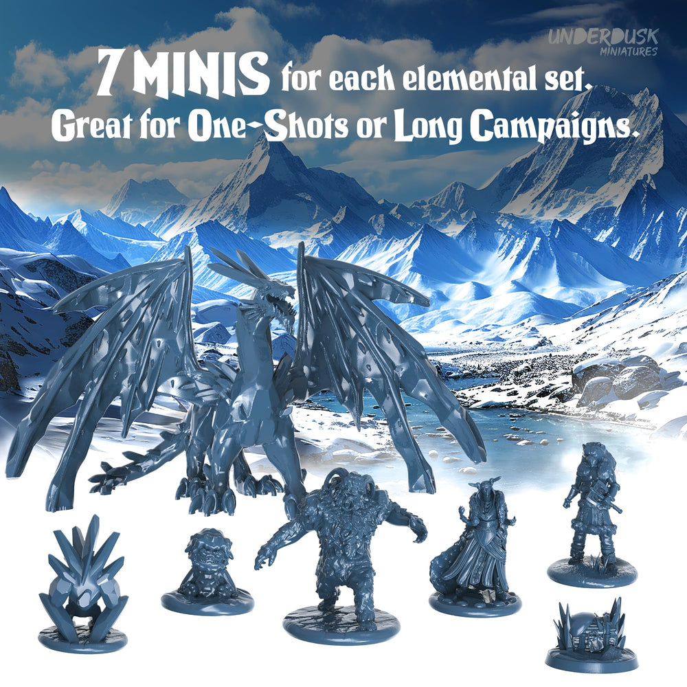 Underdusk Ice Elemental figure, unpainted and ready for hobby painting sessions.
