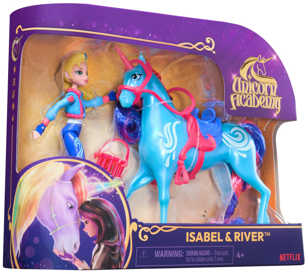 Unicorn Academy includes saddle, bridle, and hair tool for play