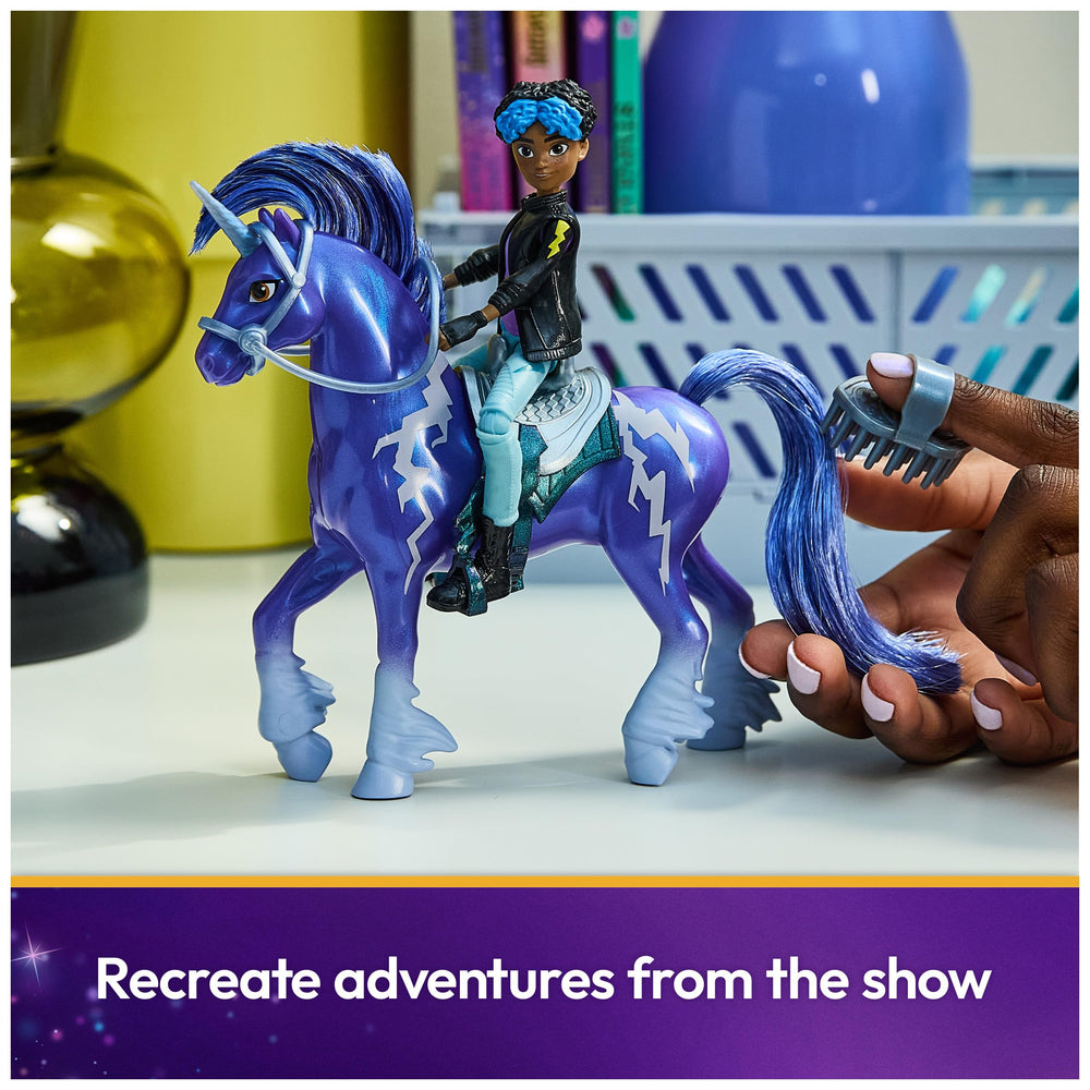 Unicorn Academy removable saddle and bridle displayed for accessory swapping