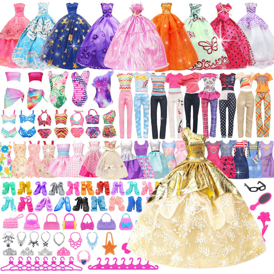 UNICORN ELEMENT 100-pcs doll clothes and accessories box for imaginative play and easy outfit swaps.