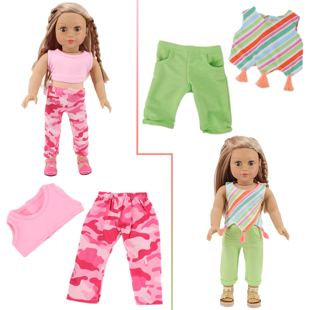 UNICORN ELEMENT dresses for 18-inch dolls enable quick outfit changes.