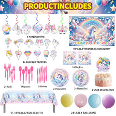 Unicorn party banner from 220Pcs, frames celebrations with a cheerful message.