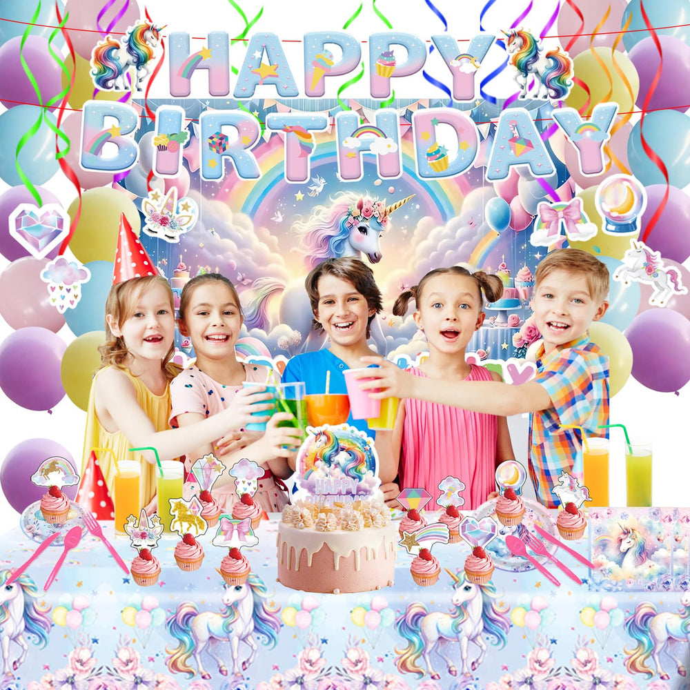 Unicorn party hanging swirls from 220Pcs, create dynamic decor and visual interest.