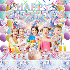 Unicorn party hanging swirls from 220Pcs, create dynamic decor and visual interest.