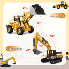 Unimoly alloy die-cast excavator arm rotation, inviting hands-on engineering play.