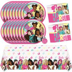 Unique Barbie table cover 54x84 inches for quick, cohesive party setup.