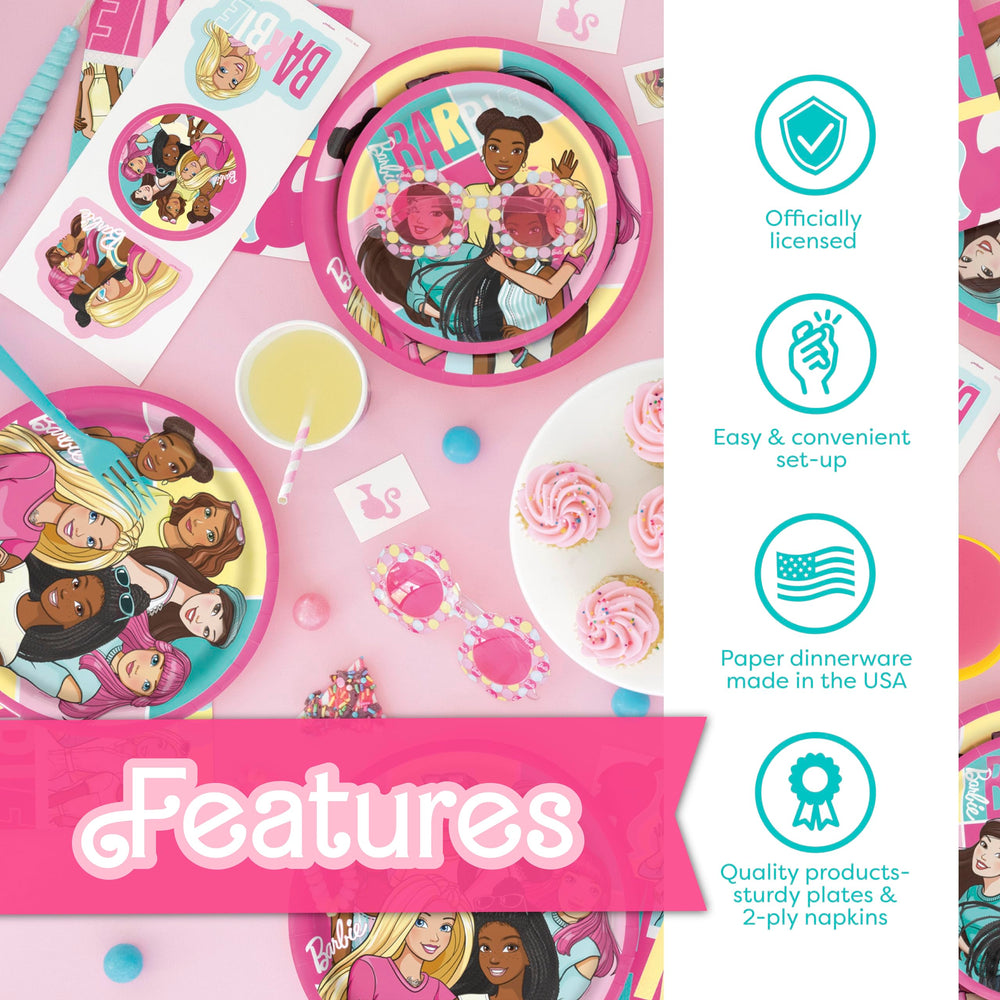 Unique Barbie party decorations kit for fast, coordinated party setup.