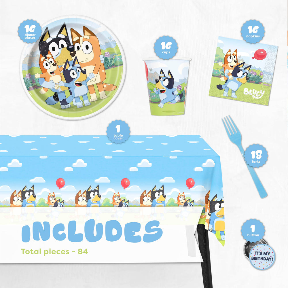 Unique Bluey 9-inch plates offer sturdy dining for party meals.