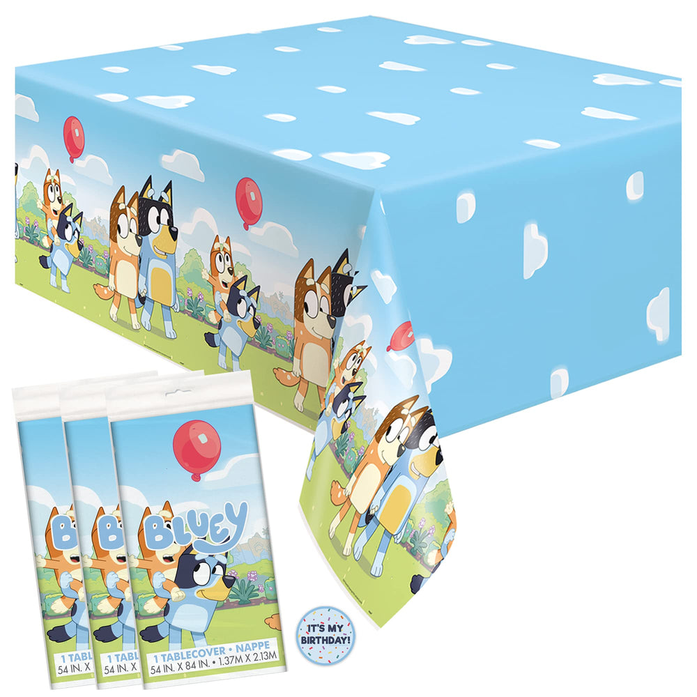 Unique Bluey rectangular table cover set on dining table for party decor
