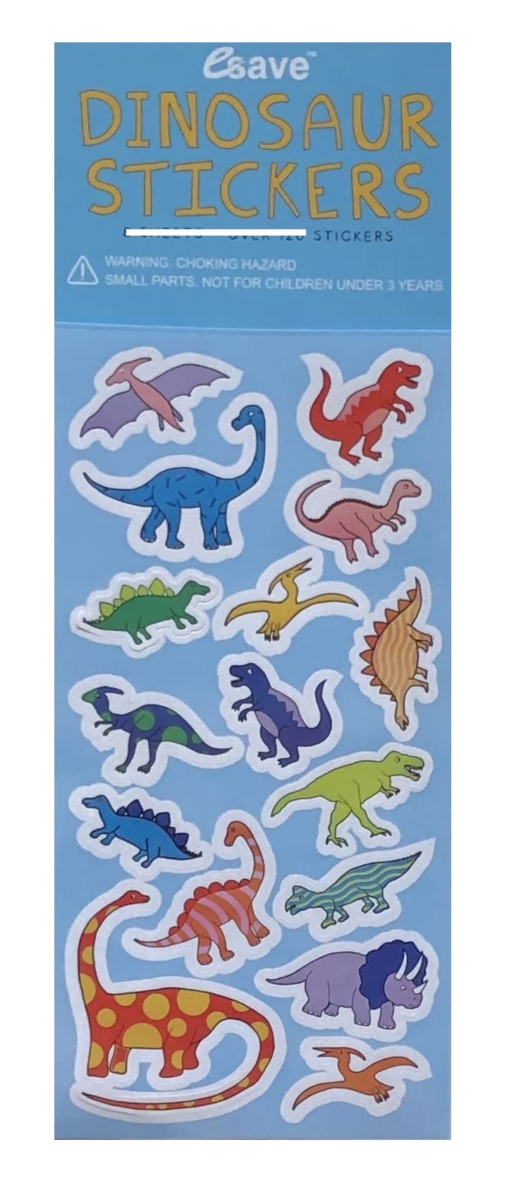 Unique dinosaur stickers in use for kids crafts and decor.
