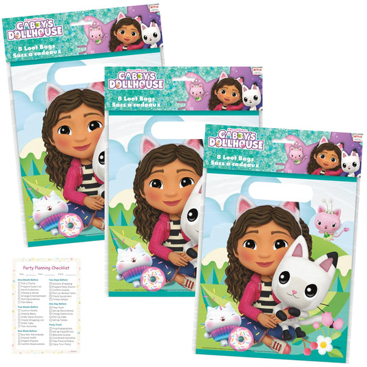 Unique Gabby Dollhouse party bags, 24-pack, ready for candy and party favors.