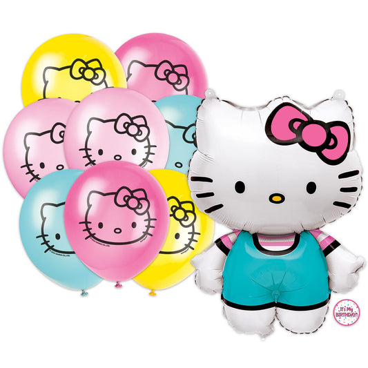 Unique Hello Kitty 25-inch foil balloon floats as a centerpiece for celebrations.