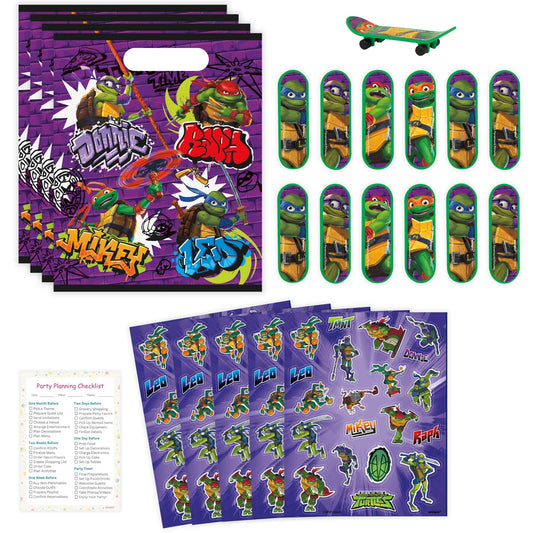 Unique Ninja Turtle party bags for guests with colorful TMNT designs